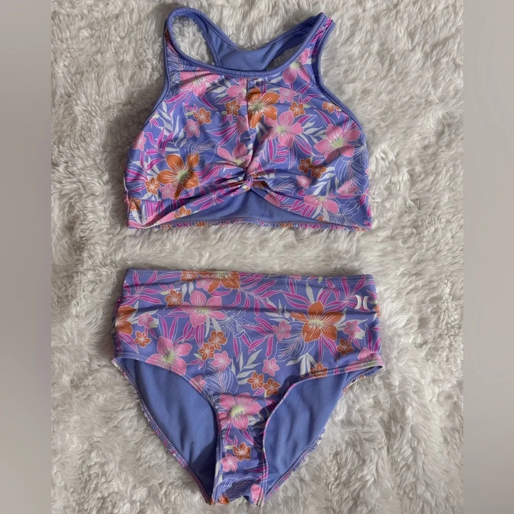 Hurley Kids Floral Bikini Swimwear Set Size Large